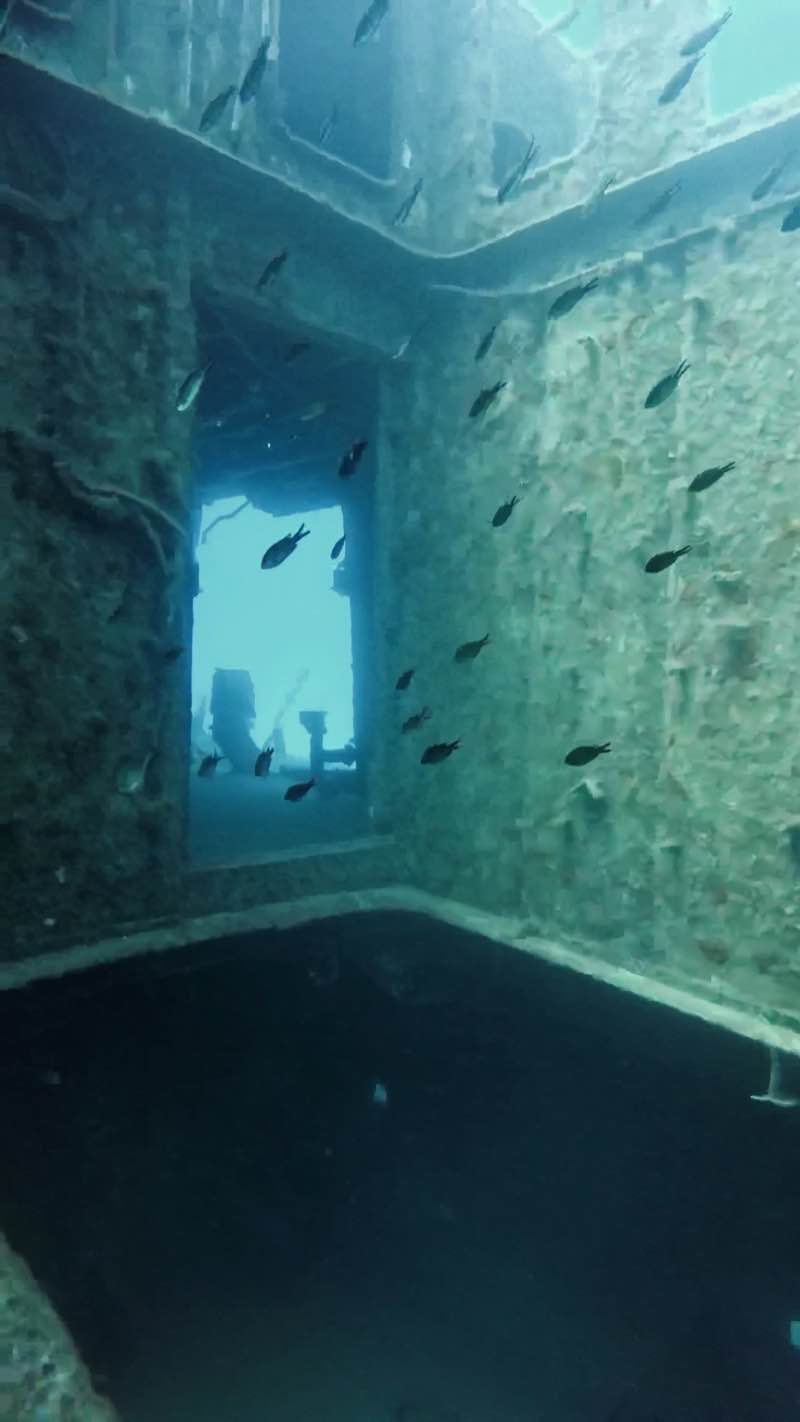 Interior engine room of the P31 wreck, sand floor