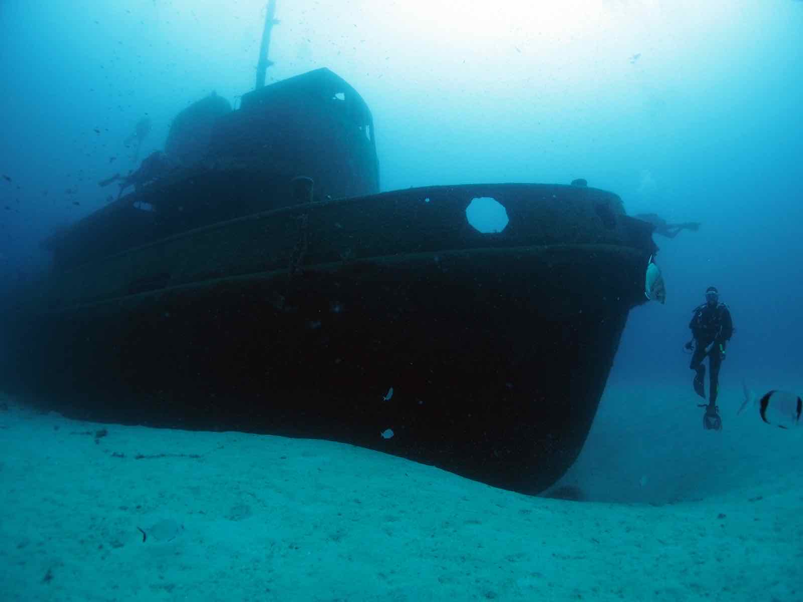Upper deck and railings of the MV Rozi wreck, Cirkewwa Malta