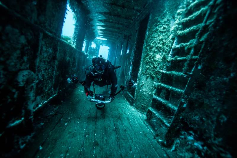 Engine room corridor of the Um El Faroud wreck, Malta